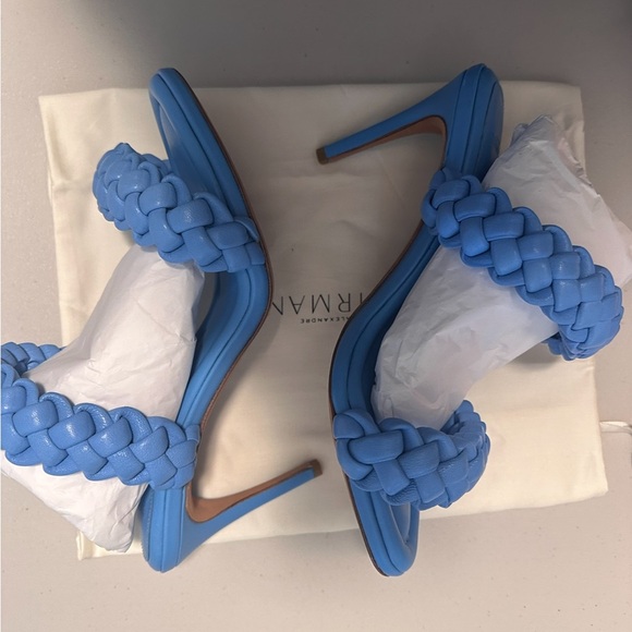 ALEXANDRE BIRMAN Francis Braided Leather Mules Aquarius Blue Size 9 - Picture 9 of 15
